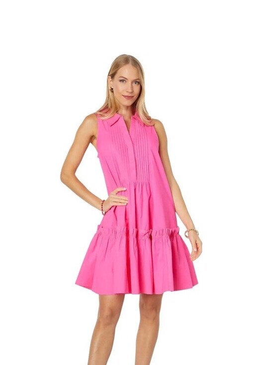 Lilly Pulitzer Dresses & Skirts - Lilly Pulitzer Caylinn Stretch Cotton Dress in Hot Pink size Small NWTs
